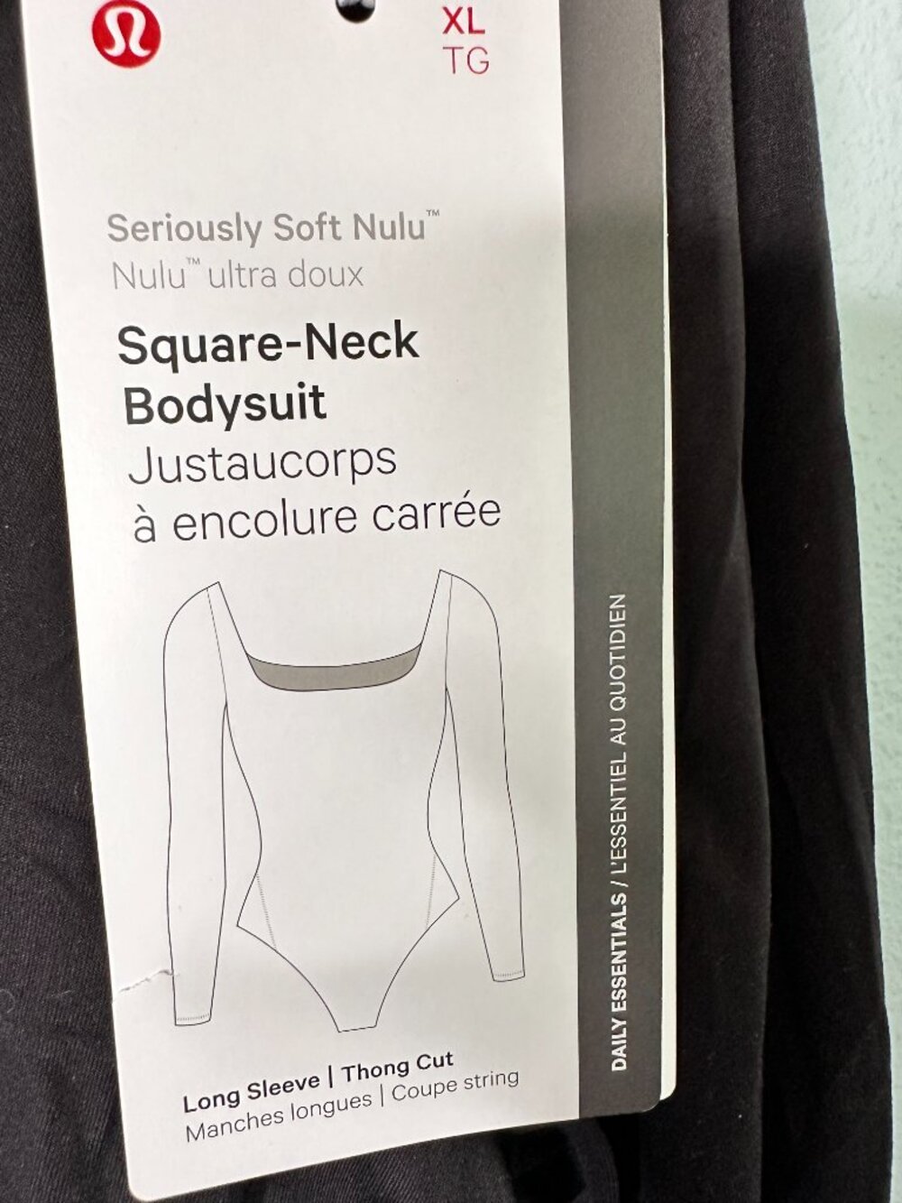 Lululemon Square Neck Bodysuit Black XL Women's NWT - Picture 2 of 5